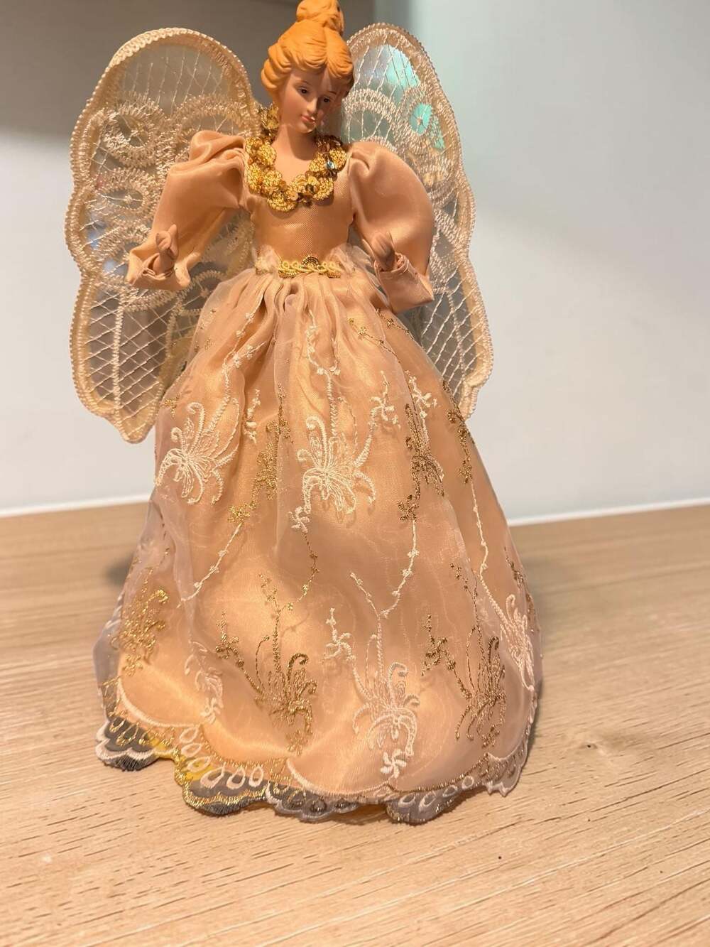 Vintage 1999 Porcelain Angel Christmas Tree Topper